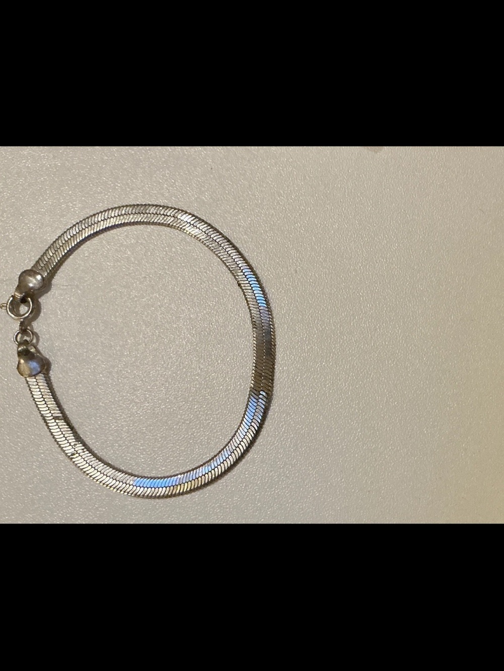 Sterling Silver Herringbone Chain Bracelet - Silver
